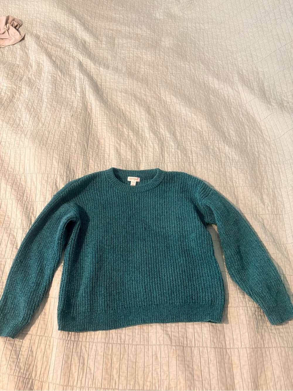 Cat & Jack Teal Ribbed Crewneck Sweater